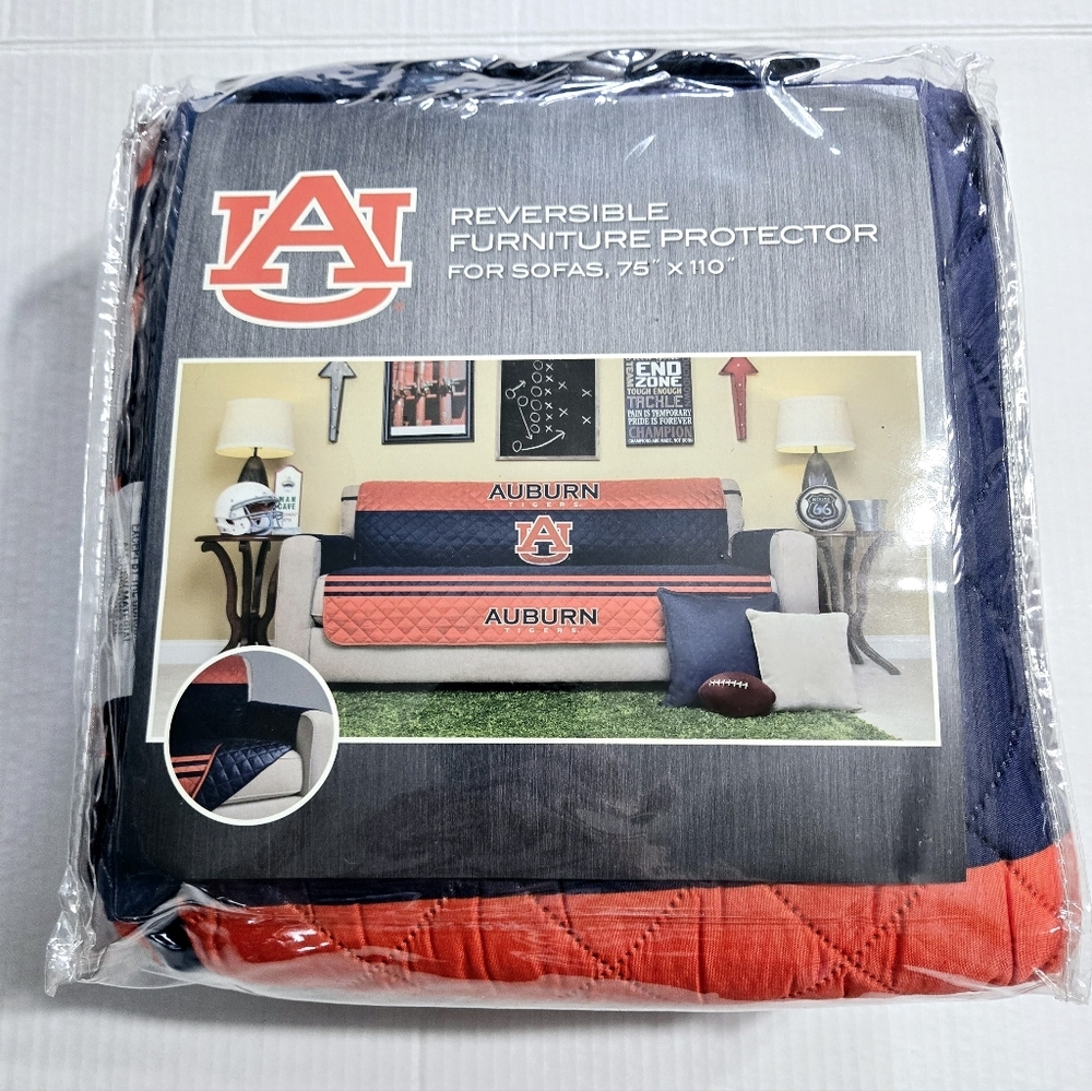 NCAA SOFA COVER‎ FURNITURE PROTECTOR COLLECTION  Auburn MAN CAVE REVERSIBLE